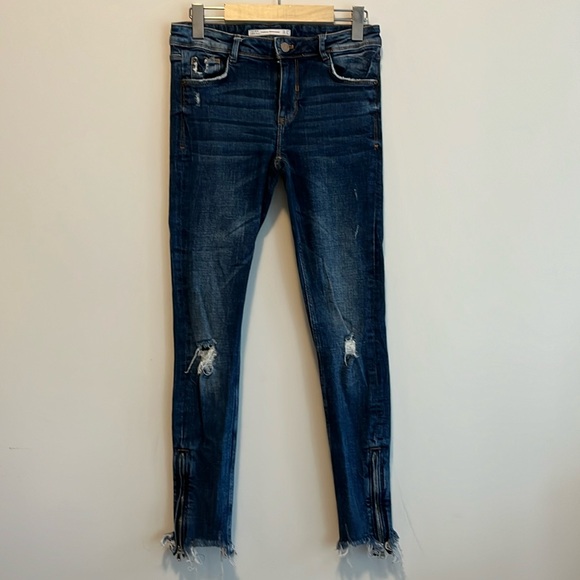 ZARA distressed zip hem jeans - Picture 1 of 11